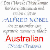 Certificate awarded to Nobel Prize winners with Australian as awardee name